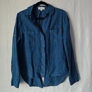 CLOTH & STONE 100% Linen Button Down Shirt Blue Chambray Size XS